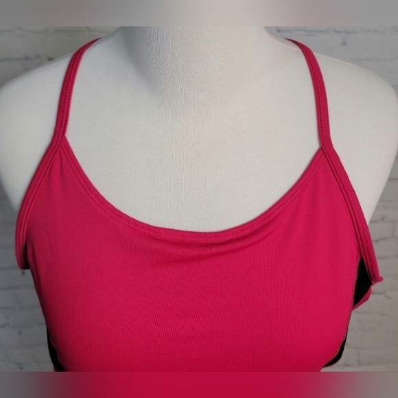 C9 by Champion Women's Pink Black Athletic Tank Top size XL Shelf Bra Zip Pocket - Picture 2 of 8